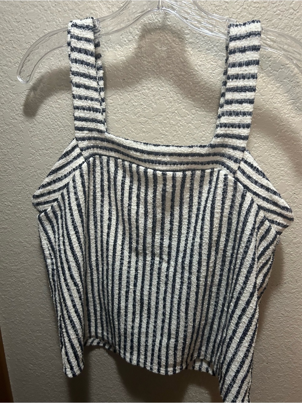 Green Envelope Black and White Textured Stripe Tank
